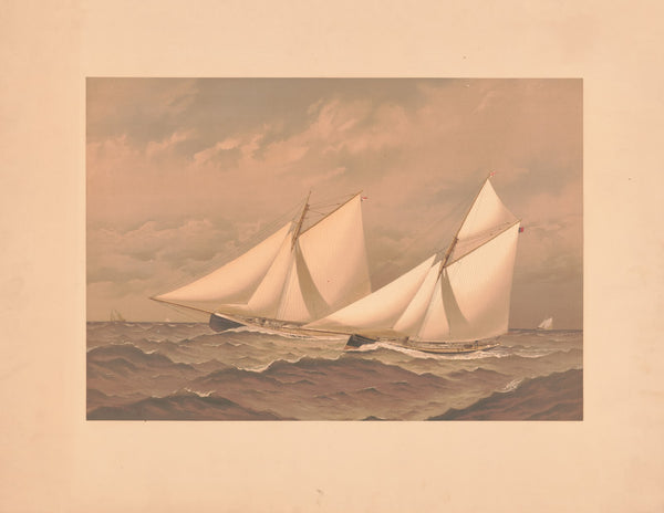 American yachts extra plate for the Americas Cup 1885 near the finish Purtian