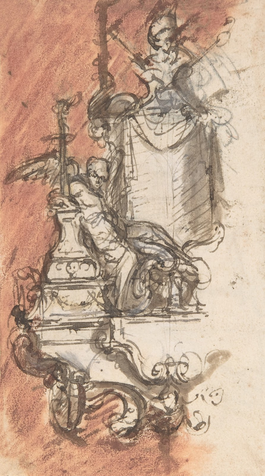 Design for a sepulchral monument with a portrait bust late 17thearly 18th centur