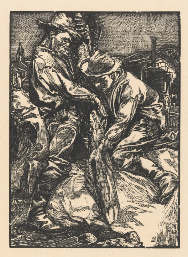 Bouwarbeiders bezig met heiwerk 1881 1931