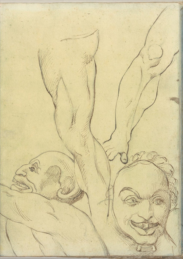 Two Demons and Two Legs probably after Michelangelo 177475