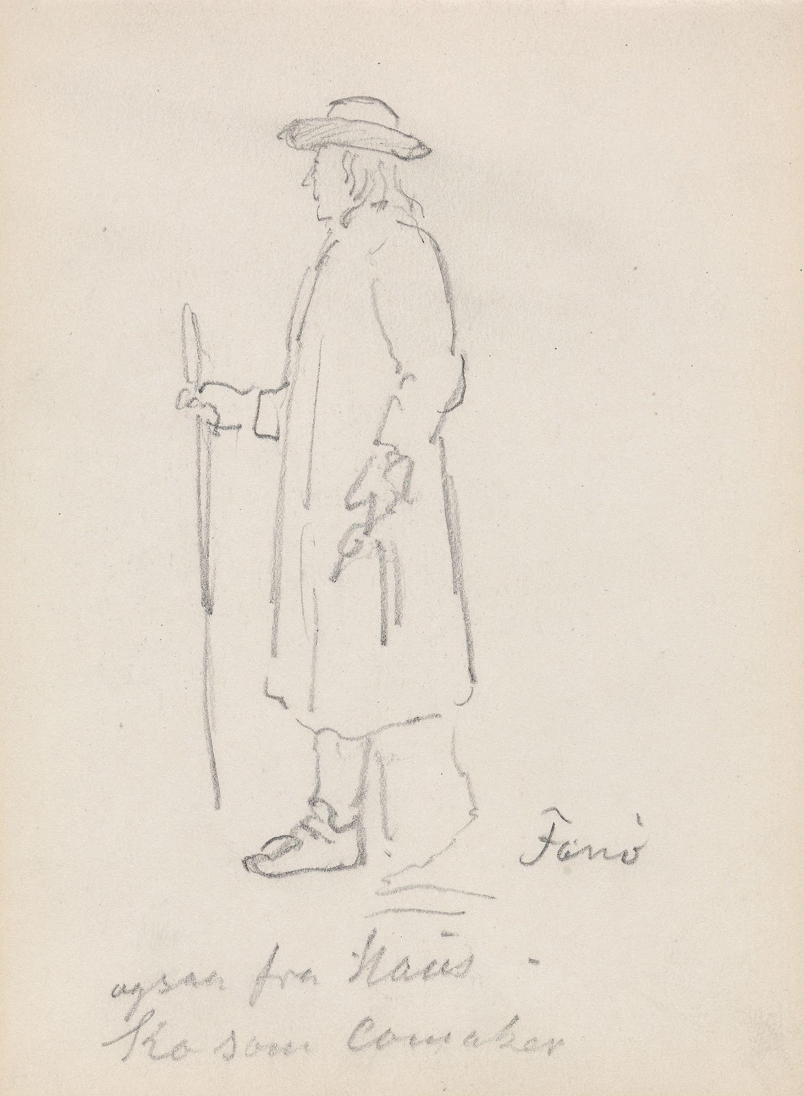 Mannsfigur i drakt fra Fanø 1867 1873