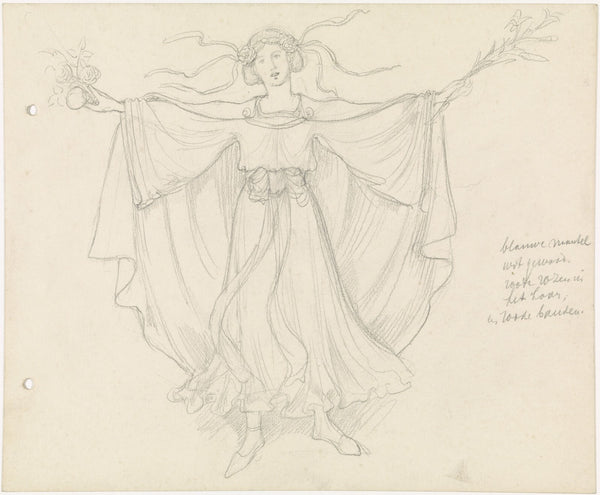 Dansende jonge vrouw met uitgestrekte armen 1869 1925