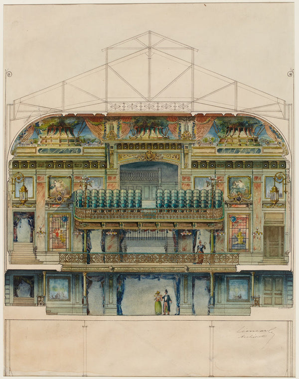 Élévation intérieure de la salle de lOlympia côté salle 19th century