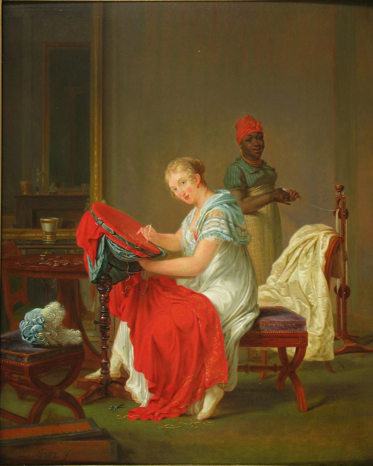 Bordurende vrouw