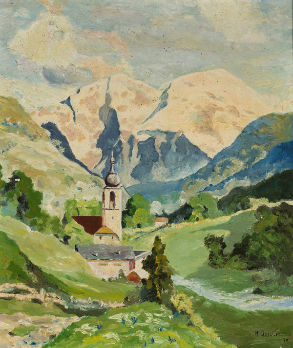 Mountain landscape with achurch 1837