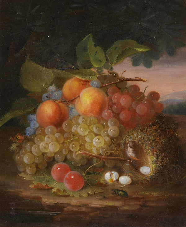 Stillleben mit Früchten und Vogelnest 1862