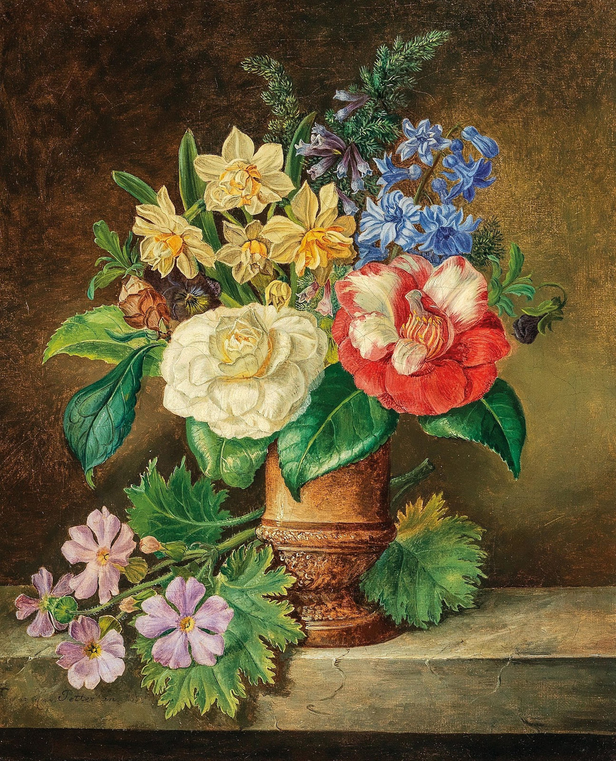 A Bouquet of Flowers with Daffodils and Camelias 1852