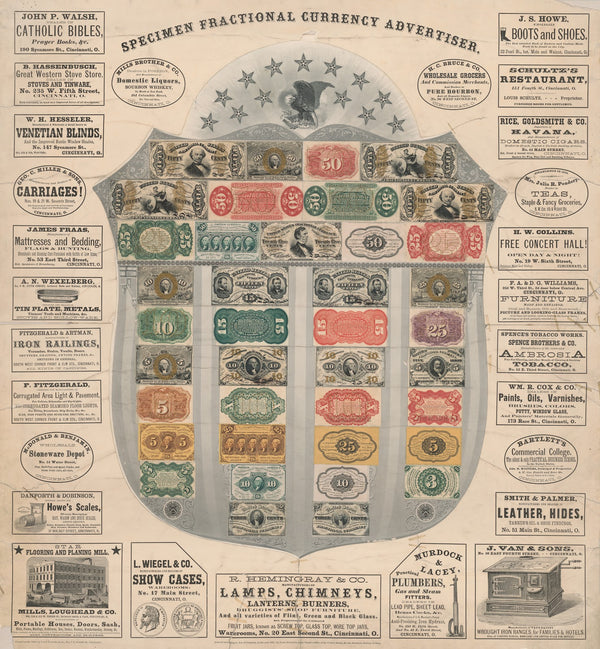 Specimen fractional currency advertiser 1867