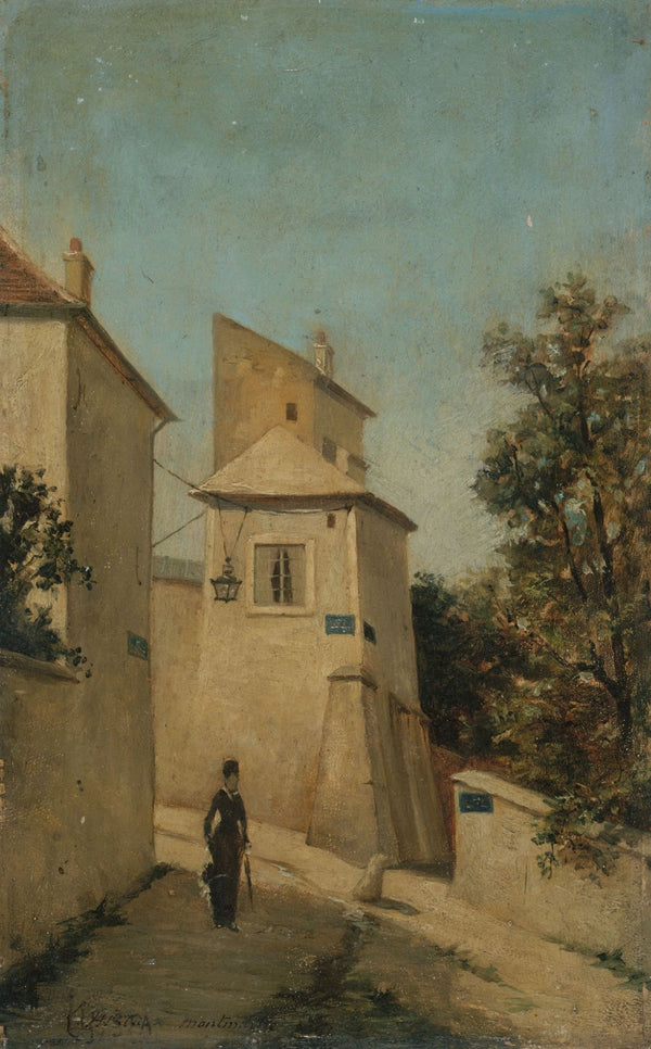 La rue du Mont Cenis à langle de la rue Saint Vincent à Montmartre 18ème arrondi