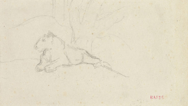 Lioness Lying near a Tree