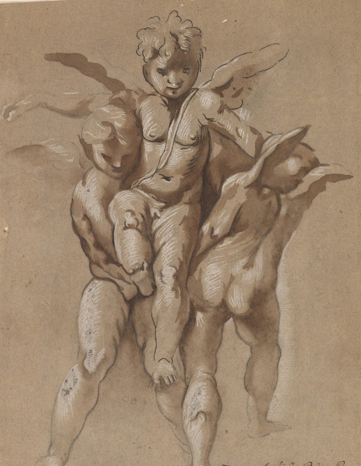 Two Putti Carrying a Third Putti mid 17thcentury