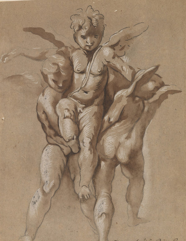 Two Putti Carrying a Third Putti mid 17thcentury