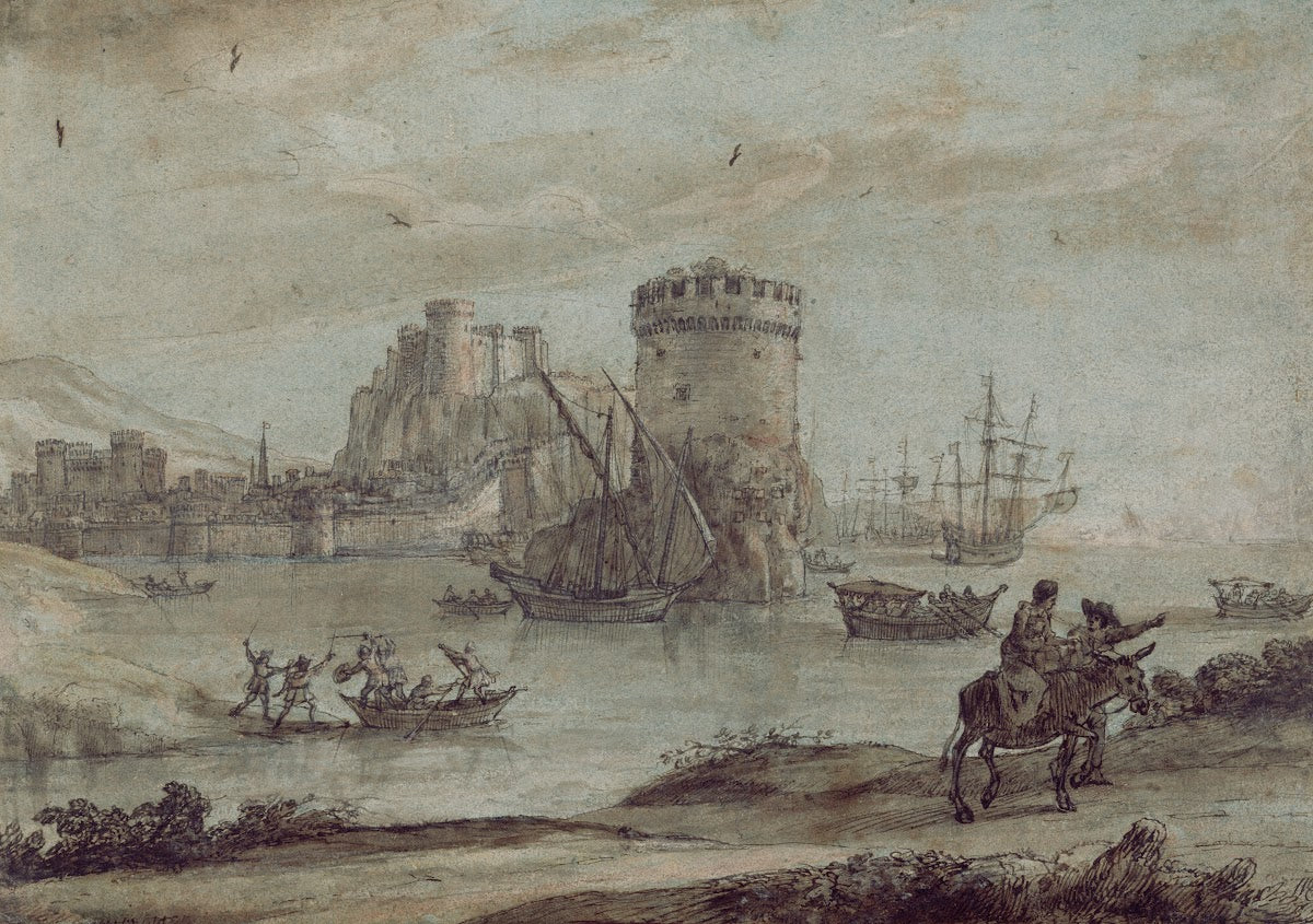Figures in a Landscape before a Harbor late 1630s