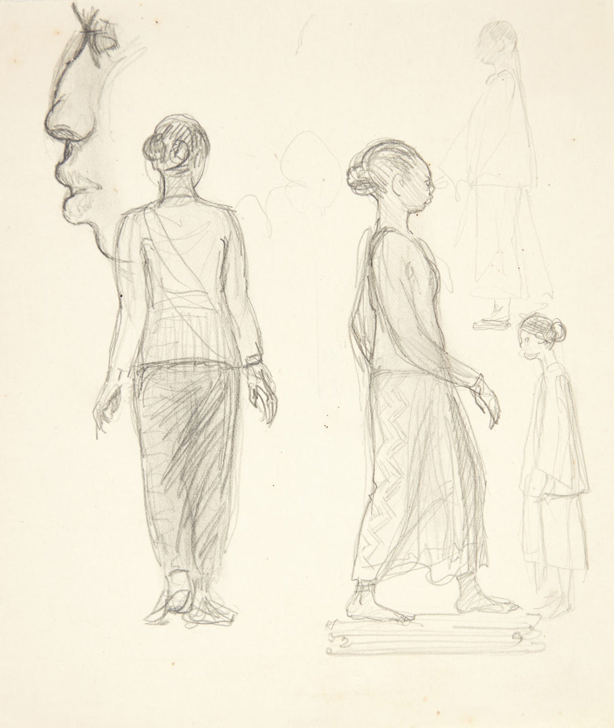 Studieblad med javanske kvinder fotv profilhoved 1921