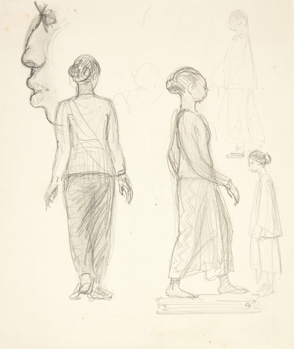 Studieblad med javanske kvinder fotv profilhoved 1921