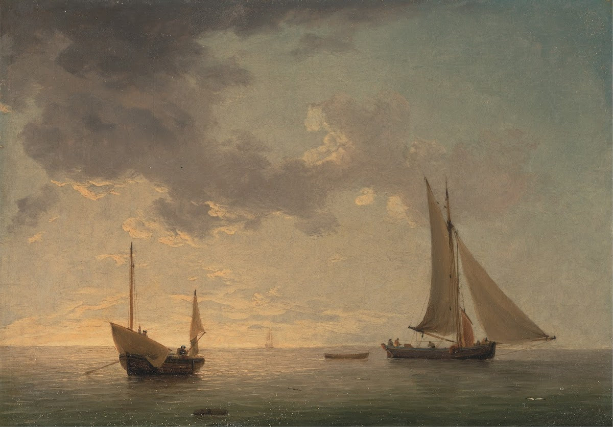 A Lugger and a Smack in Light Airs ca 1750
