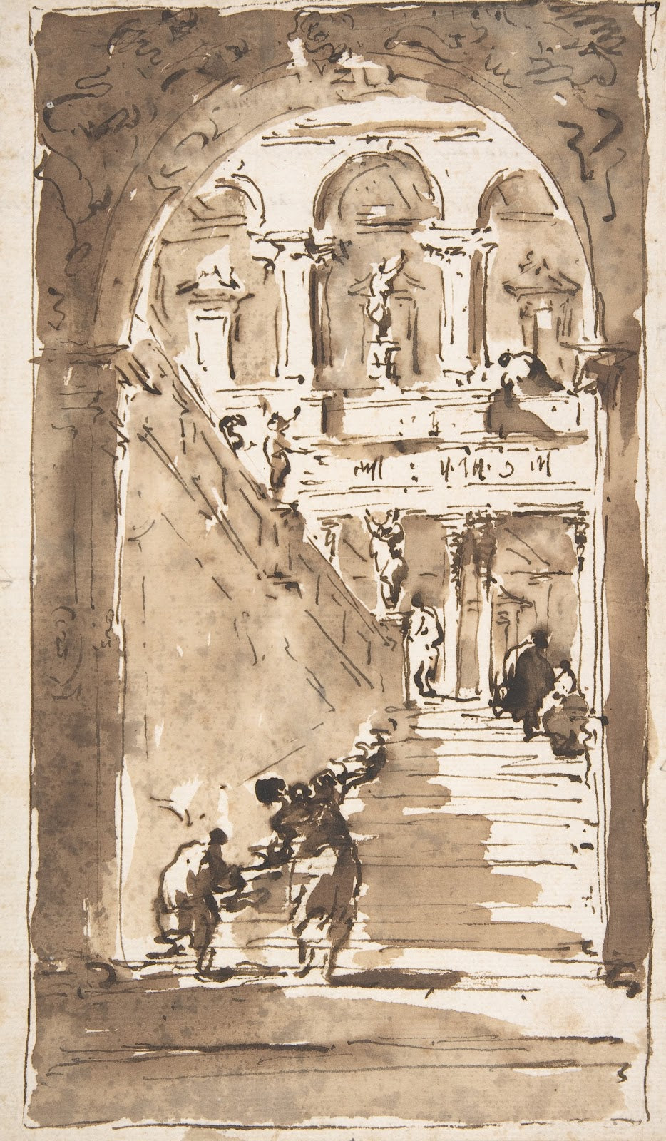 Architectural Fantasy Figures on a Grand Staircase 171293