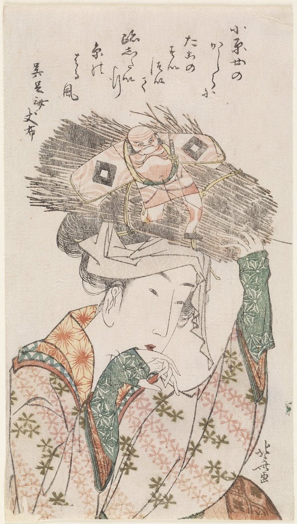 Woman of Ōhara with Firewood Bundle and Kite 1800s