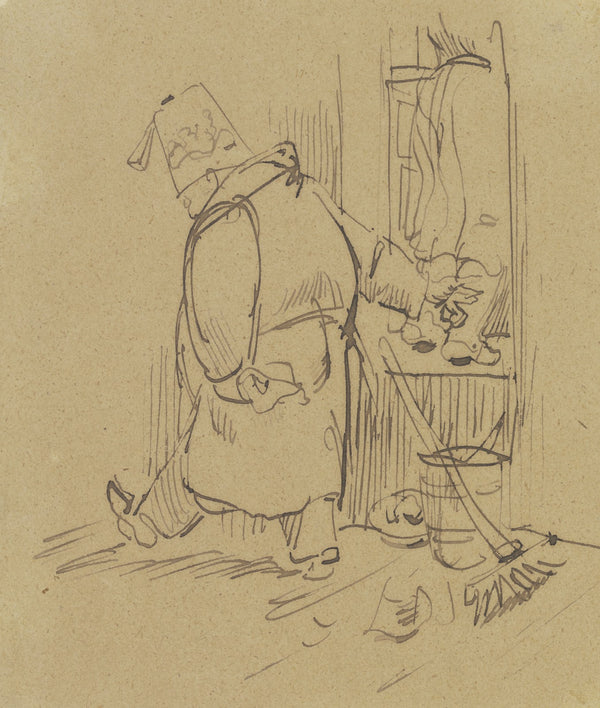 Herr Knopp stößt im Vorbeigehen seine putzende Frau aus dem Fenster 1876