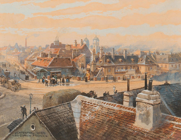 A view of the Viennese suburb Lichtenthal with Schubert church