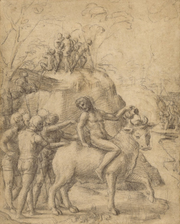 A Man Riding a Bull and Other Figures 15171519