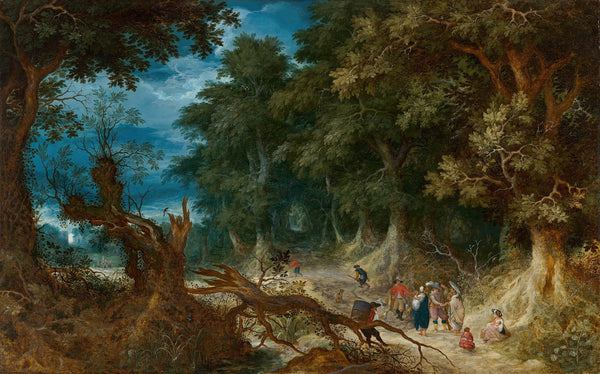 Wooded Landscape with Hunters and Fortune Teller 1612