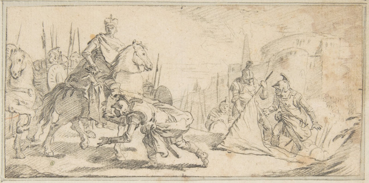 Soldiers Surrendering to an Emperor with a City in the Background 16961770