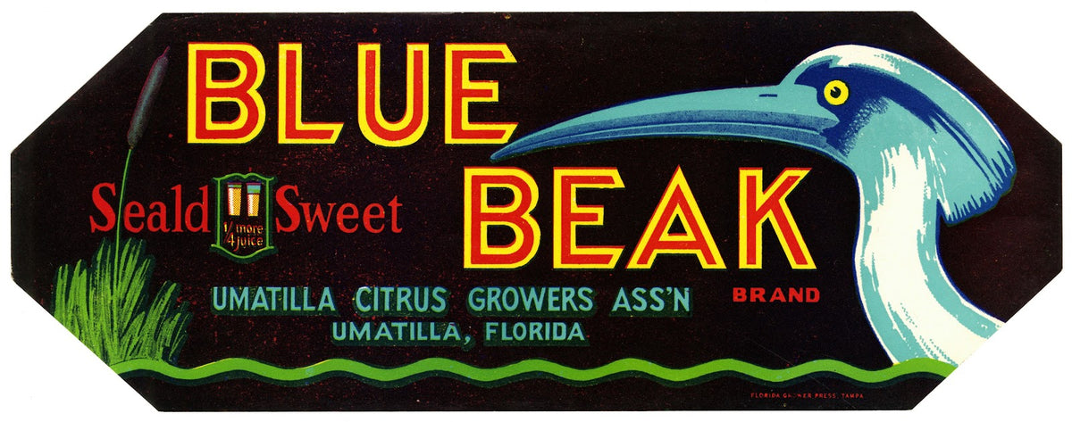 Blue Beak Brand Citrus Label 1940