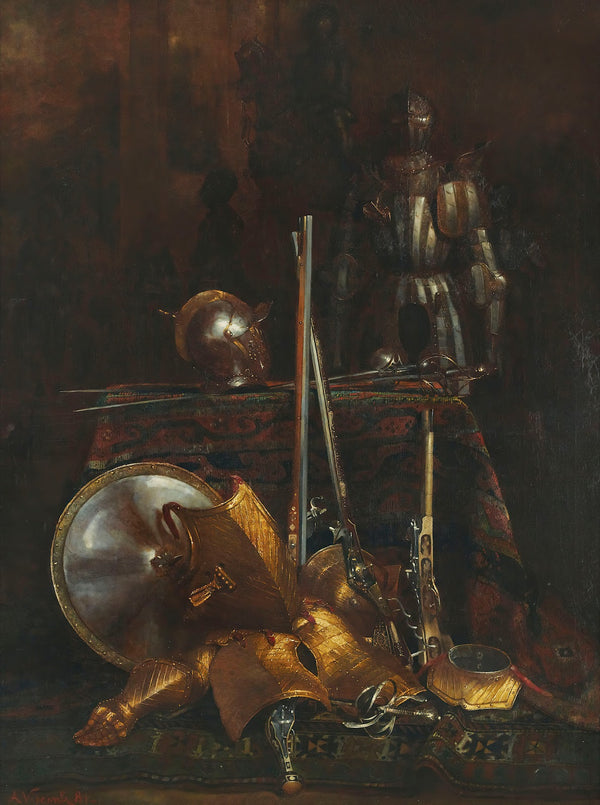 Still life of armor and gun elements 1881