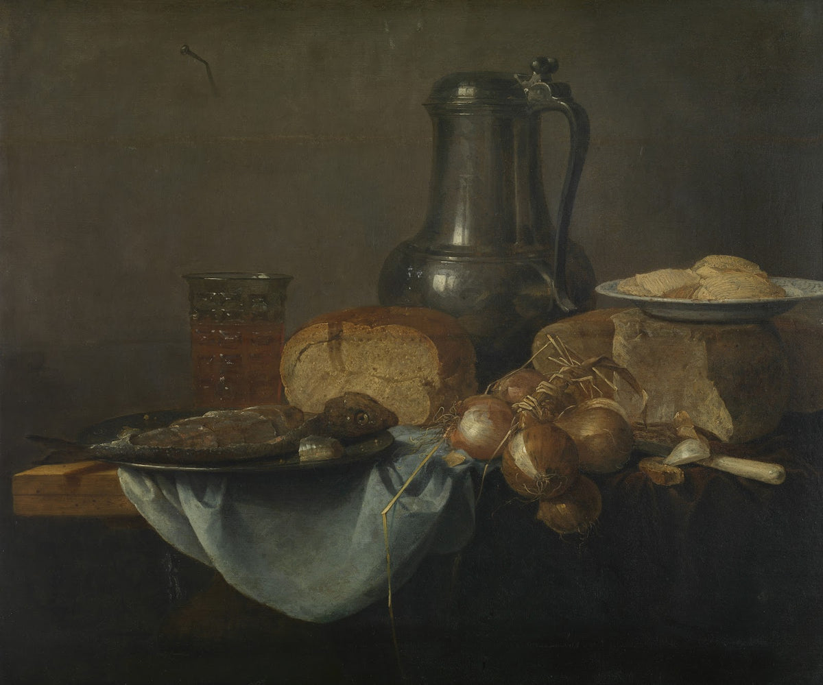 Still Life with Fish Bread and Onions 1653