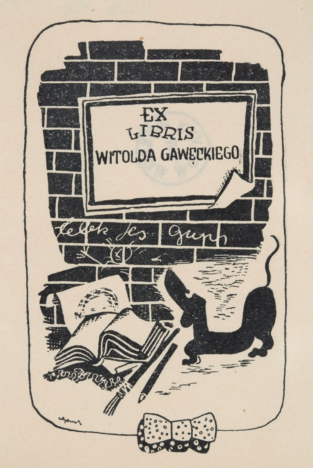 Ekslibris autoekslibris Witolda Gawęckiego 1911 1946 1943
