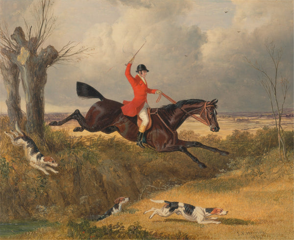 Foxhunting Clearing a Ditch 1839