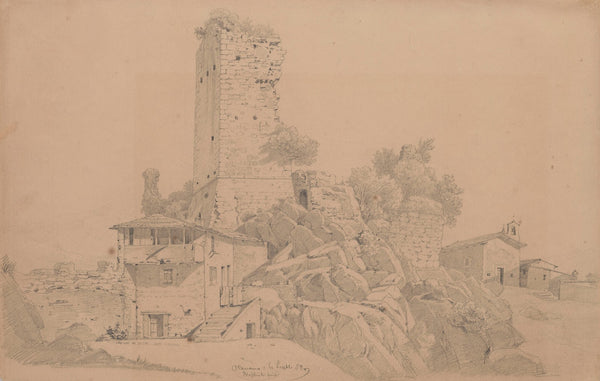 Ruins of the Rocca dei Colonna Castle in Olevano 1854
