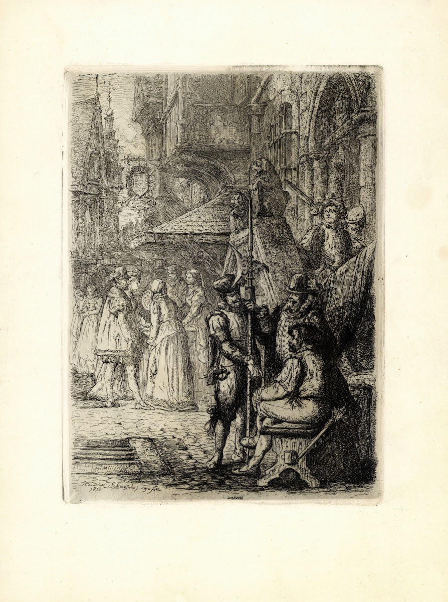 Medieval historical street scene 1872