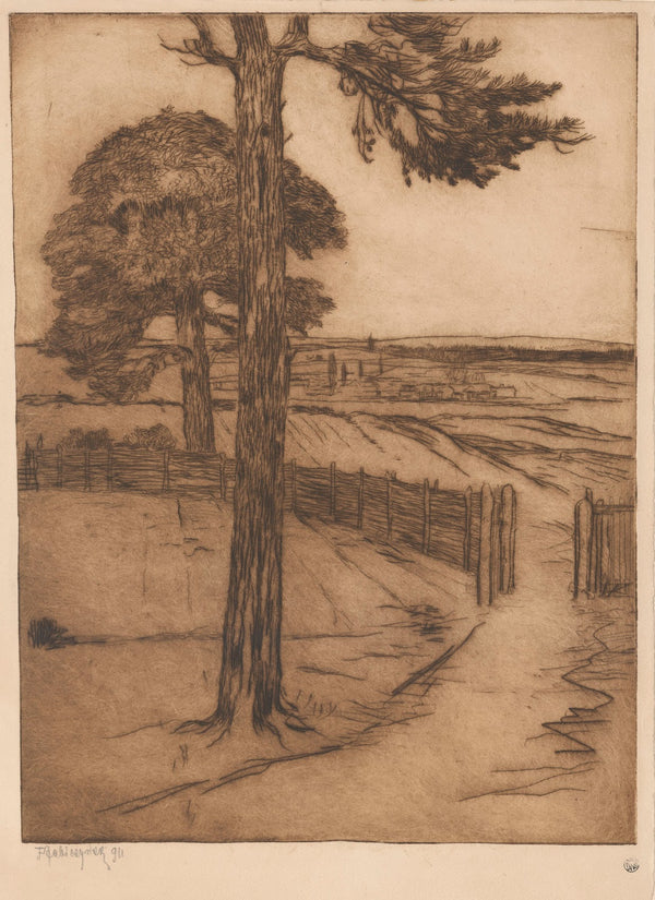 Pines against the background of rural landscape 1911