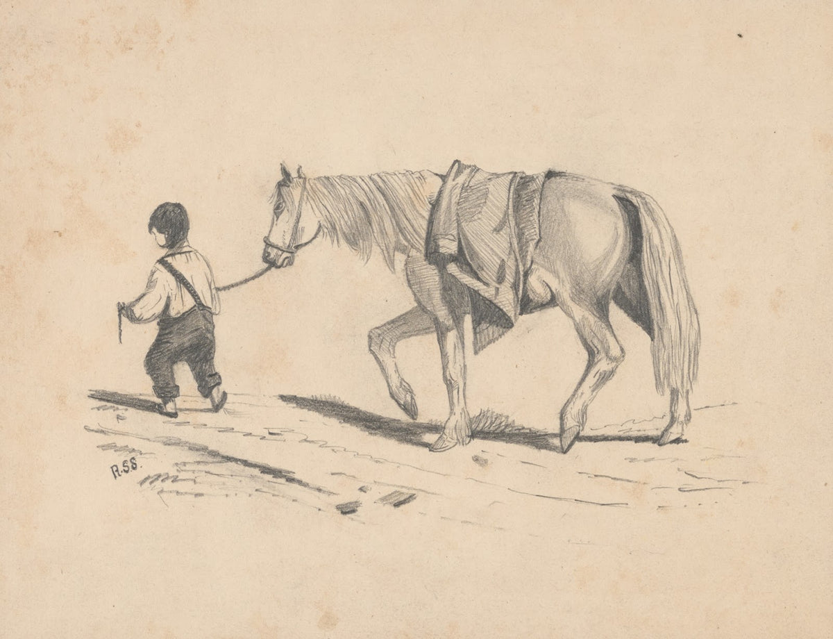 Pencil exercise no 4 boy leading horse 1842