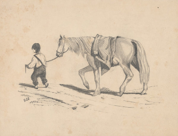 Pencil exercise no 4 boy leading horse 1842