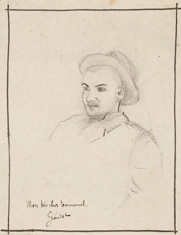 Portrait dhomme avec un chapeau tourné de trois quarts vers la gauche