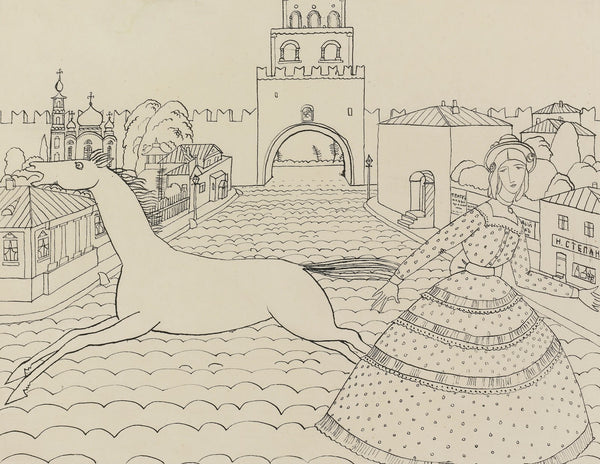 Zeichnung mit Grüner Dame Drawing For with Green Lady