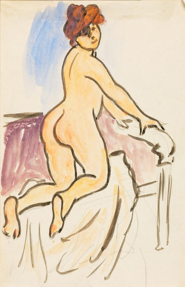 Female Nude Resting on Knees onBed 1980