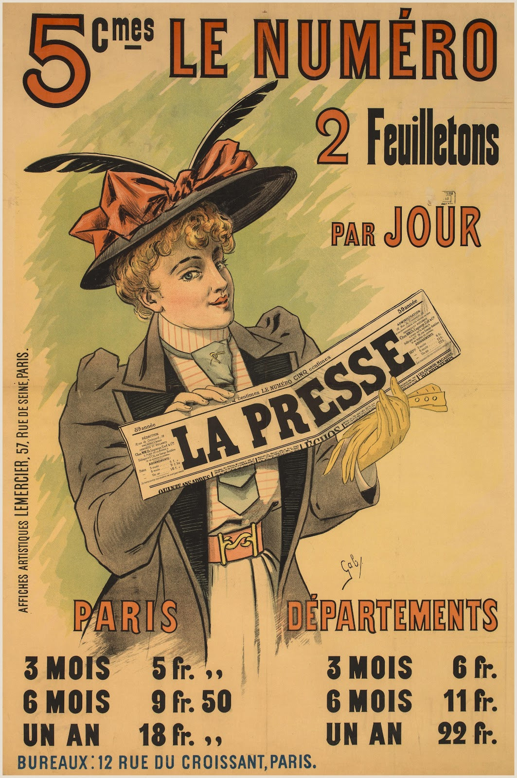 5 cmes le numéro 2 feuilletons par jour La Presse 1895