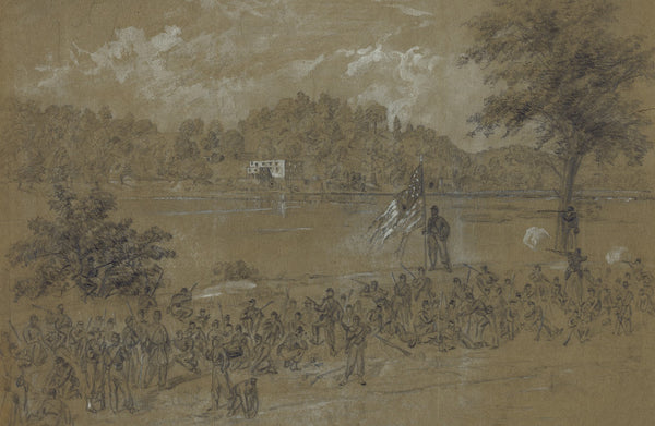 Ford near Shepherdstown on the Potomac Pickets firing across the river 1862