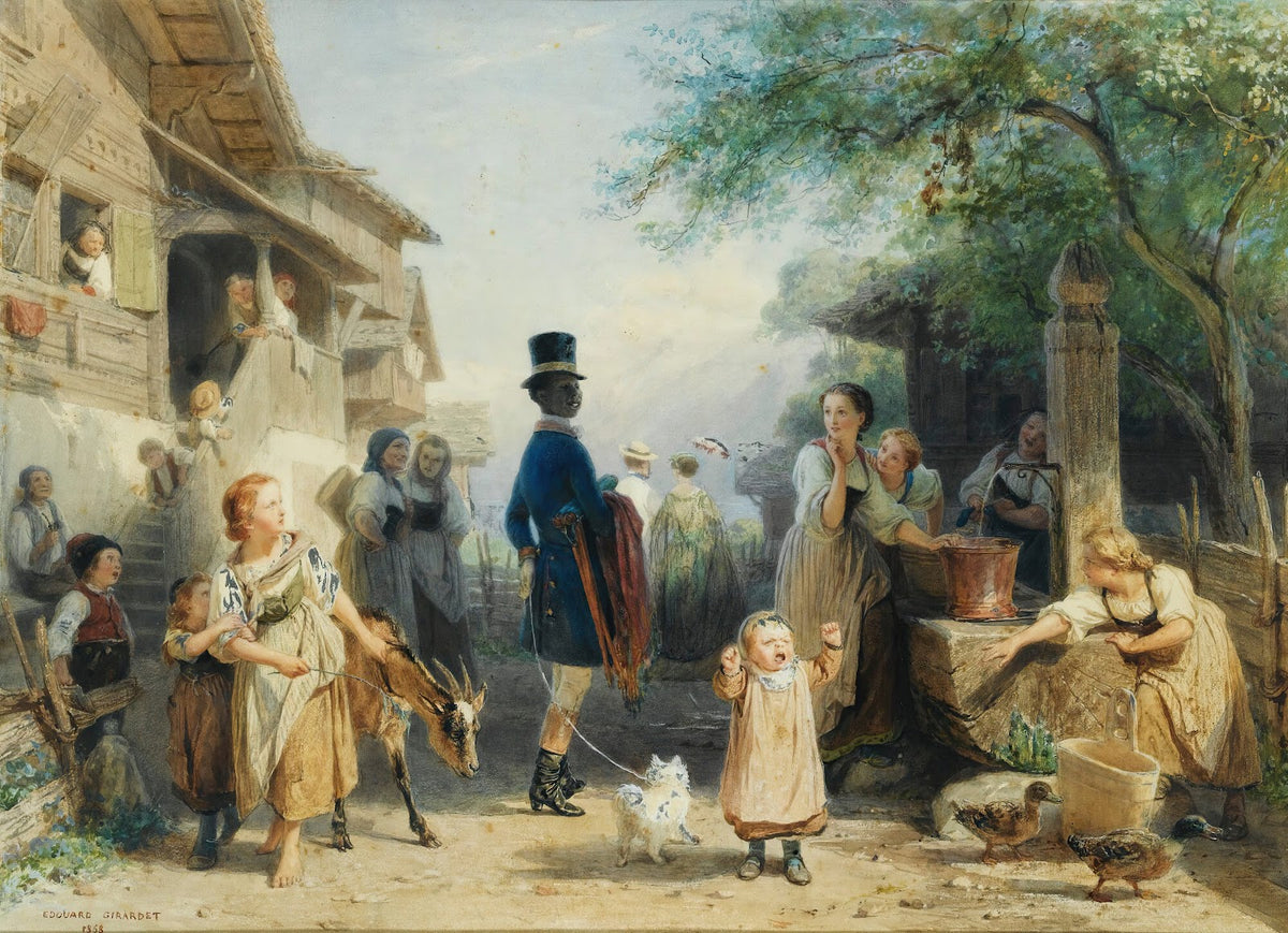 Lively village scene 1868