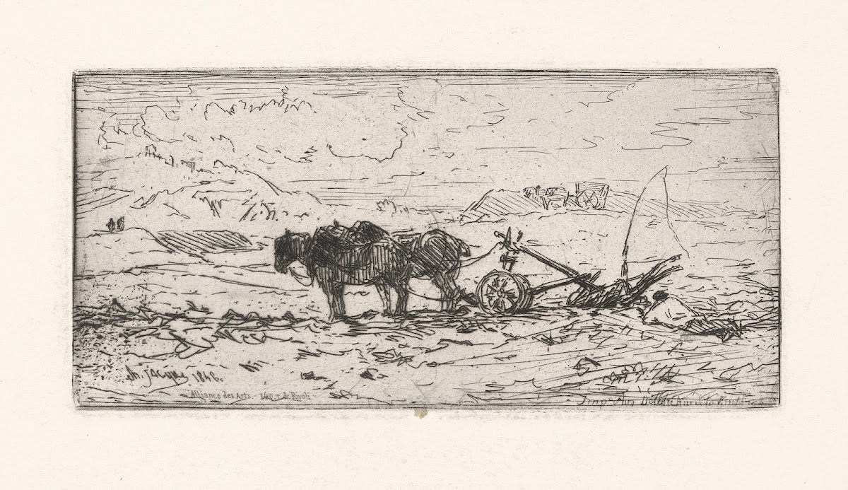 Two horse plow in field 1846