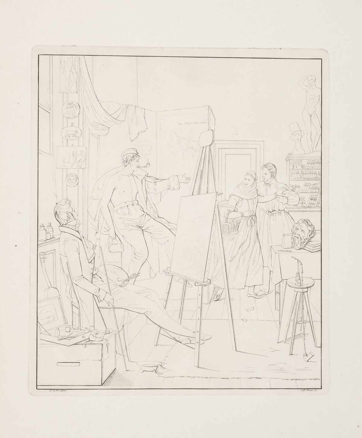 En amagerpige i en malers atelier 1828