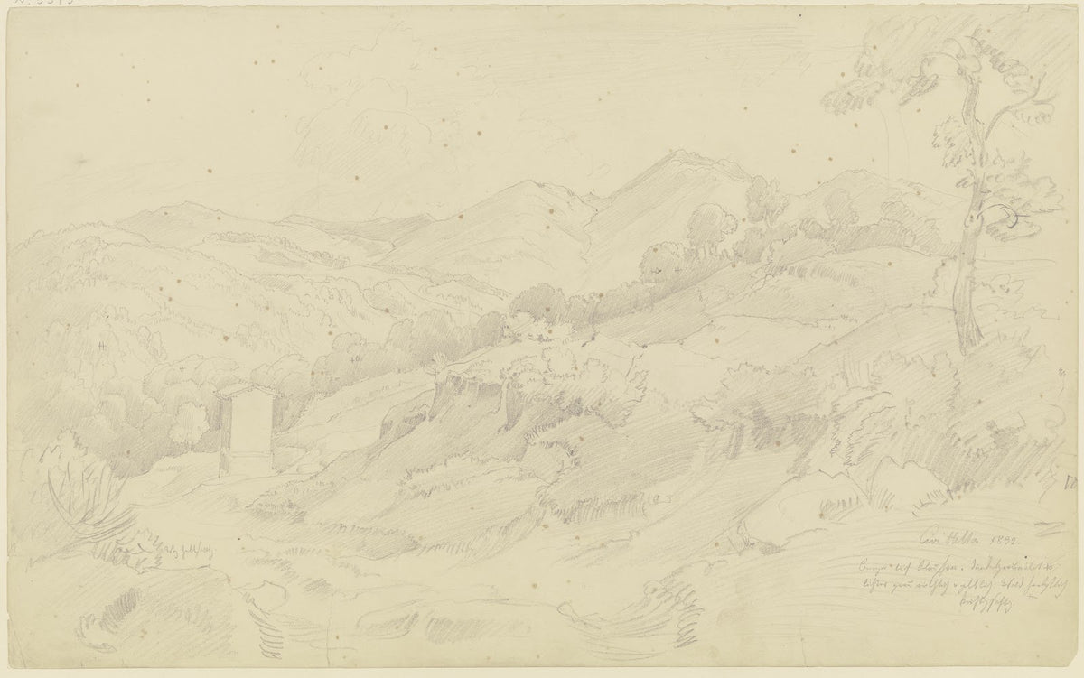 Landschaft mit Bildstock bei Civitella dem heutigen Bellegra 1832