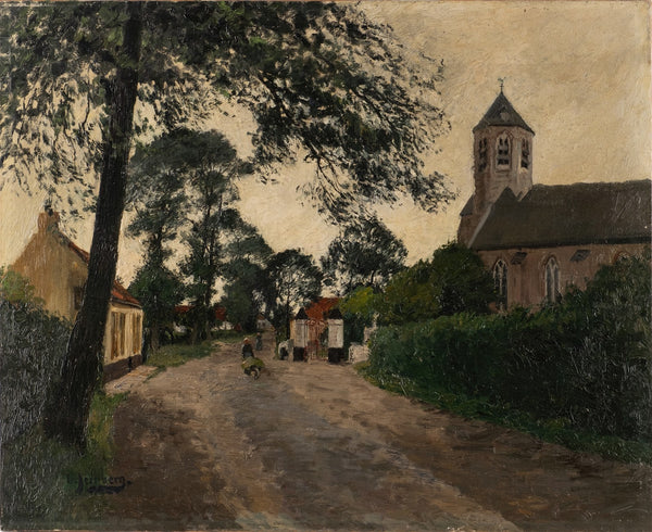 Village street with church