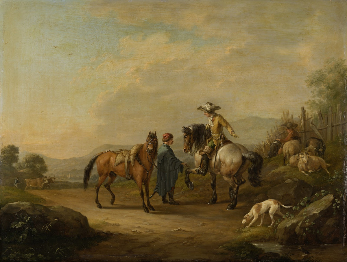 A Gentleman on Horseback with his Groom 1786