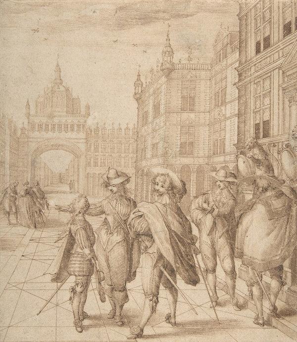 Cavaliers in a City Square early 17th century