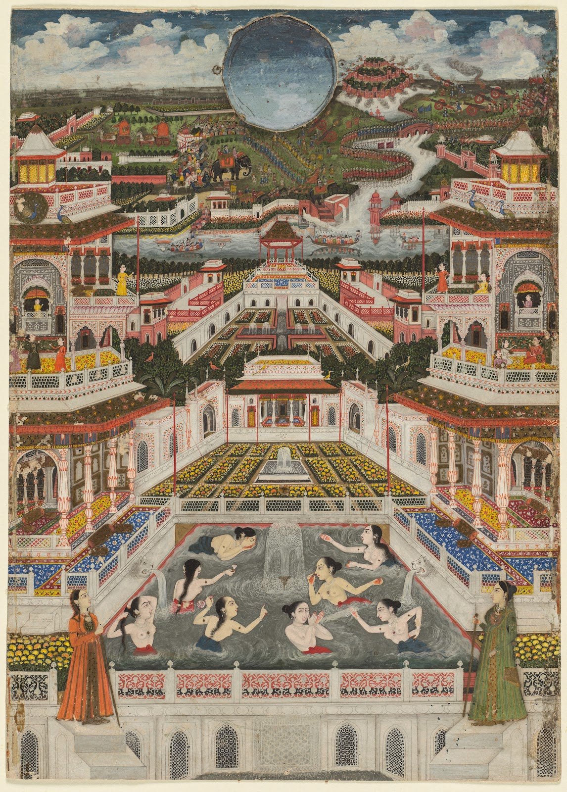 Women bathing before an architectural panorama c 1765